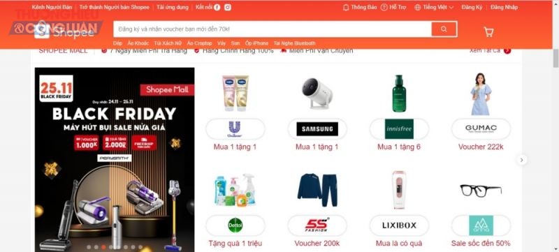 Trên sàn thương mại điện tử như Shopee, nhiều nhãn hàng cũng tham gia chương trình giảm giá Black Friday nhằm tri ân khách hàng