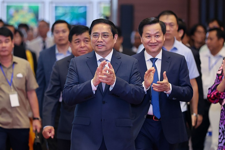 Thủ tướng Phạm Minh Chính, Phó Thủ tướng Lê Minh Khái cùng các đại biểu dự hội nghị. Ảnh VGP