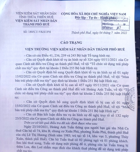 TAND Thành phố Huế 2 lần trả hồ sơ điều tra lại về một vụ án ma tuý