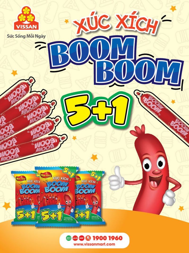 VISSAN giới thiệu sản phẩm mới Xúc xích tiệt trùng Boom Boom 5+1