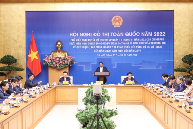 Thủ tướng Phạm Minh Chính chủ trì Hội nghị đô thị toàn quốc năm 2022. Ảnh VGP/Nhật Bắc