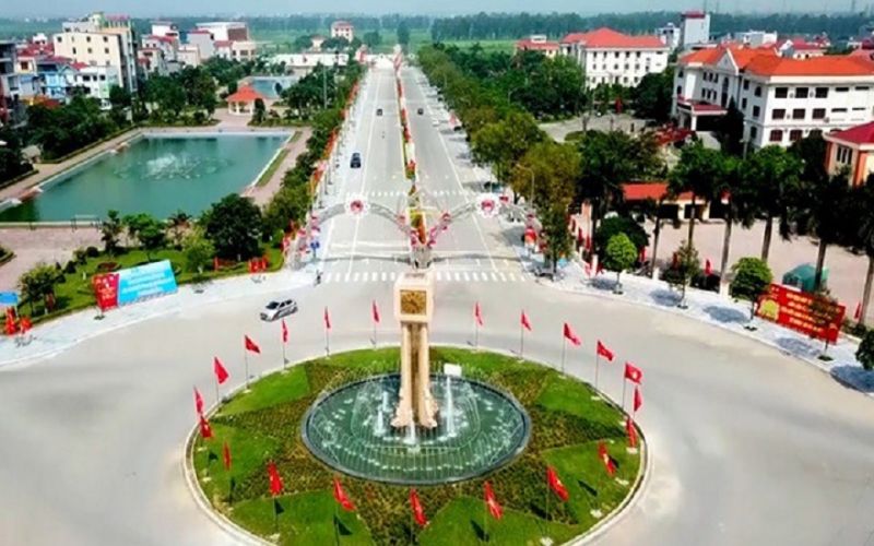 Một góc trung tâm Thị trấn Chờ, huyện Yên Phong, tỉnh Bắc Ninh.