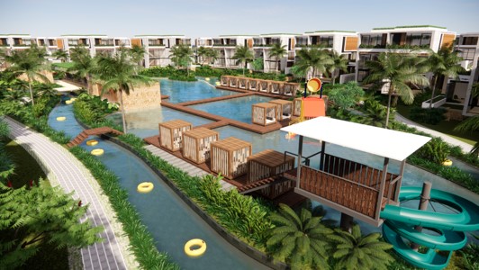 Khu hồ bơi được thiết kế như một công viên nước thu nhỏ trở thành điểm nhấn độc đáo của dự án. Khu hồ bơi được thiết kế như một công viên nước thu nhỏ trở thành điểm nhấn độc đáo của dự án.