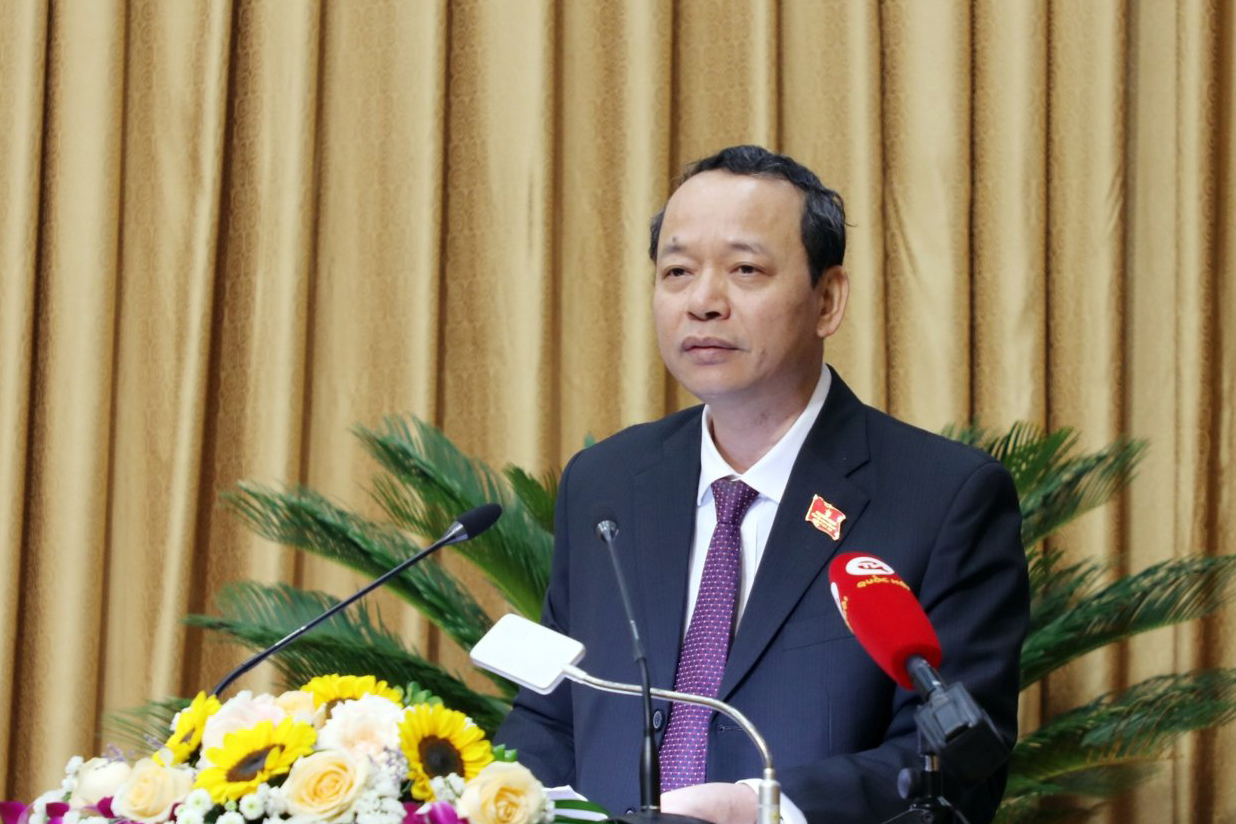 Chủ tịch HĐND tỉnh Bắc Ninh Nguyễn Quốc Chung phát biểu khai mạc kỳ họp