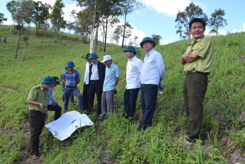 Ông Nguyễn Hữu Tháp, Phó Chủ tịch UBND tỉnh, kiểm tra công tác trồng rừng trên địa bàn xã Sa Loong, huyện Ngọc Hồi