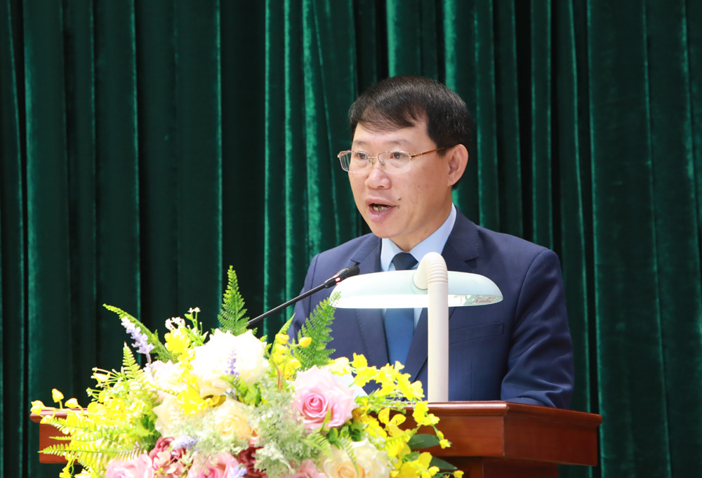 Ông Lê Ánh Dương, Chủ tịch UBND tỉnh phát biểu tại hội nghị