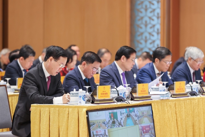 Các đại biểu dự hội nghị tại điểm cầu Văn phòng Chính phủ. Ảnh VGP/Nhật Bắc