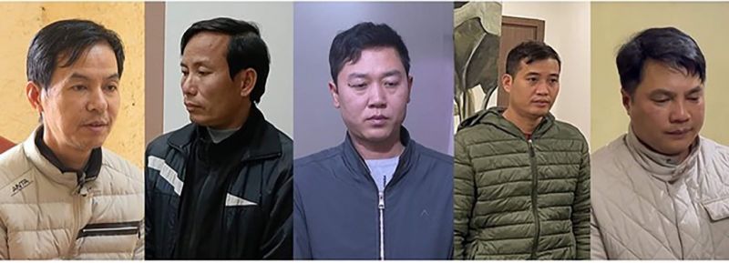 ác bị can bị khởi tố, bắt tạm giam (từ trái qua phải): Trần Văn Hòa, Nguyễn Ngọc Tuyến, Trần Văn Quyền, Trần Văn Nam và Trương Ngọc Tân