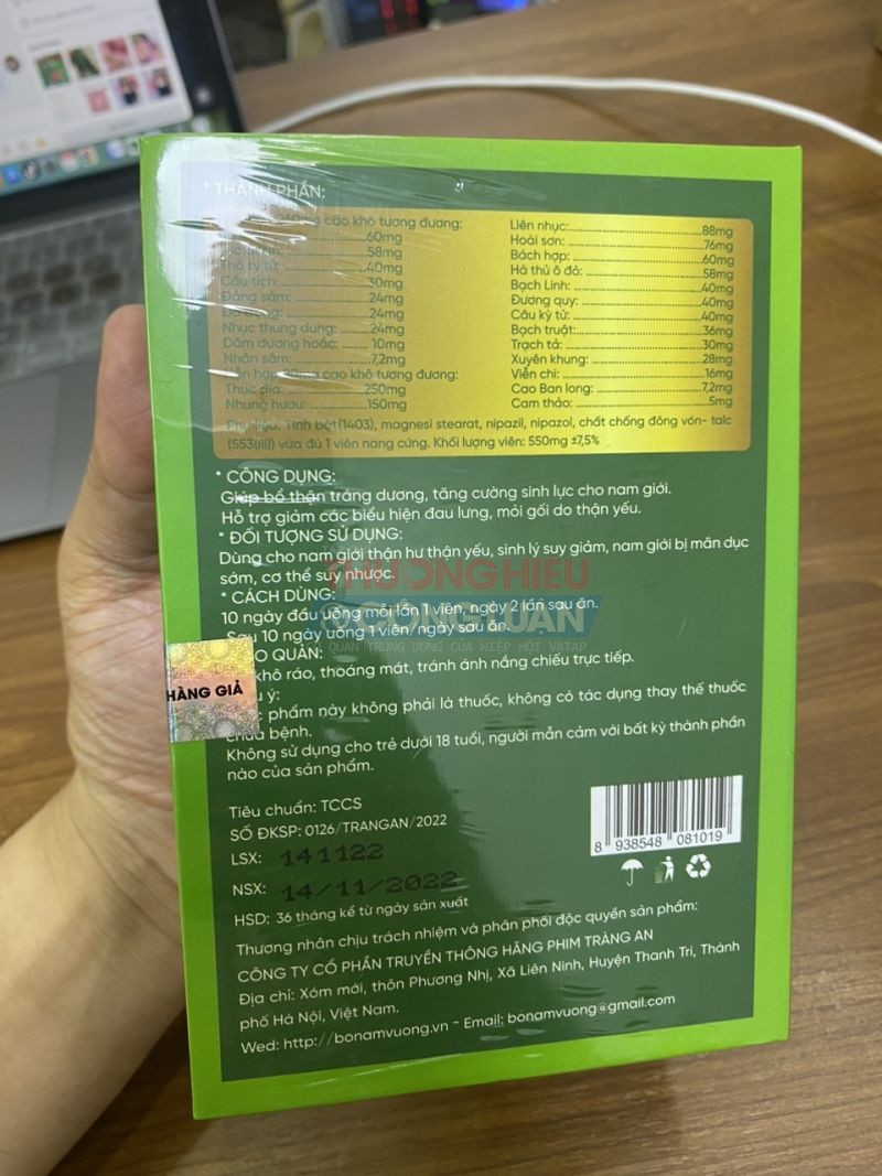 Sản phẩm mà phóng viên nhận được sau khi đặt mua từ website: https://bonamvuong.vn/.