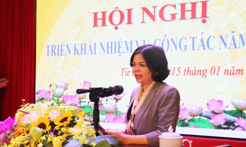 Chủ tịch UBND tỉnh Nguyễn Hương Giang phát biểu chỉ đạo tại Hội nghị.