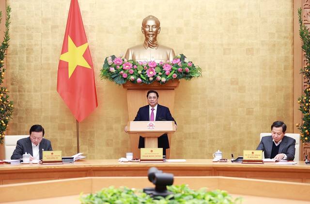 Thủ tướng Phạm Minh Chính: Tập trung triển khai ngay các nhiệm vụ trọng tâm sau Tết. Ảnh VGP/Nhật Bắc