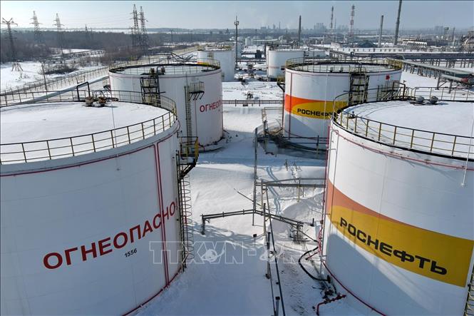 Các bể chứa dầu tại cơ sở lọc dầu Novokuibyshevsk của Nga. Ảnh TASS/TTXVN