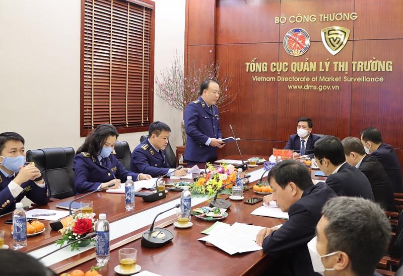 Ông Nguyễn Hồng Diên, Bộ trưởng Bộ Công Thương tại Hội nghị tổng kết công tác năm 2021 và triển khai nhiệm vụ năm 2022 của lực lượng quản lý thị trường.