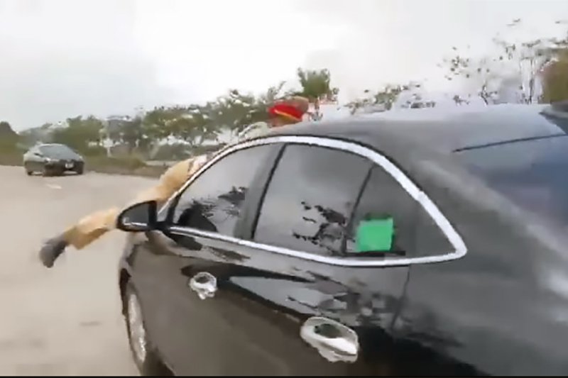 Đối tượng đâm xe vào cán bộ cảnh sát giao thông ở Vĩnh Phúc