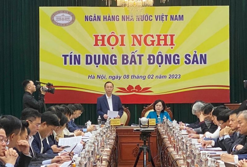 Toàn cảnh Hội nghị tín dụng bất động sản diễn ra sáng 8/2/2023 tại Ngân hàng Nhà nước Việt Nam