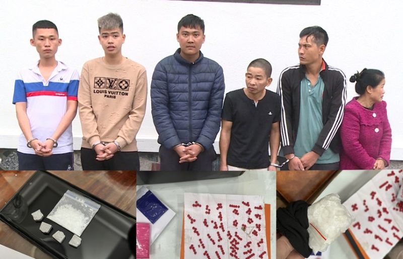 Các đối tượng mua bán ma túy bị Công an thành phố Thanh Hóa bắt giữ cùng tang vật