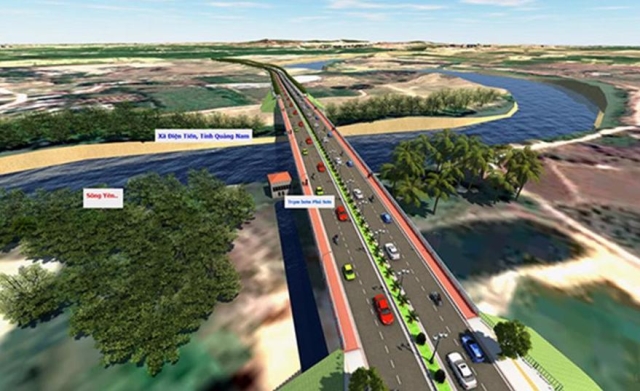 Phối cảnh dự án Dự án Cầu Quảng Đà và đường dẫn đầu cầu.