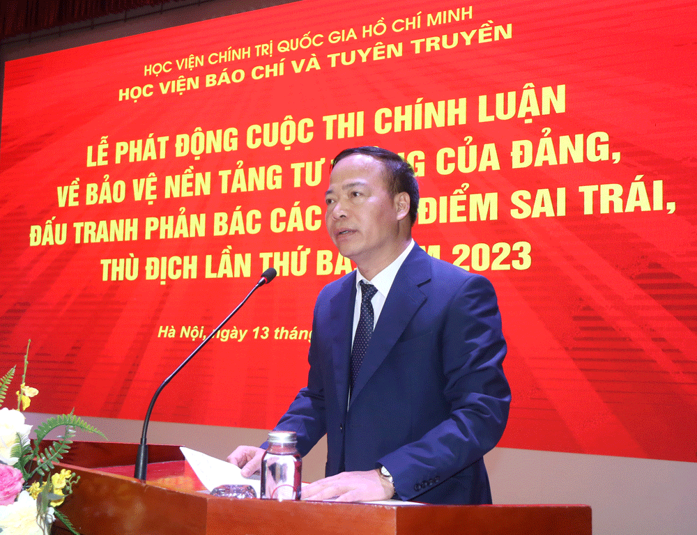PGS.TS Mai Đức Ngọc, Bí thư Đảng uỷ, Chủ tịch Hội đồng trường, Trưởng ban chỉ đạo 35 phát biểu.