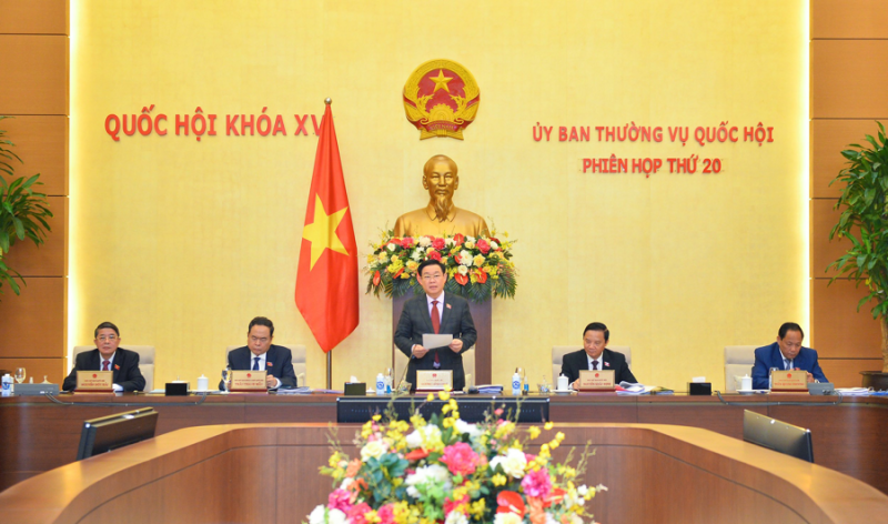 Chủ tịch Quốc hội Vương Đình Huệ phát biểu khai mạc phiên họp thứ 20. Ảnh: Quochoi.vn