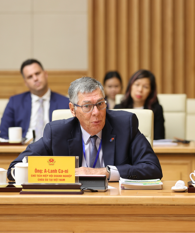 Ông Alain Cany, Chủ tịch EuroCham tại Việt Nam bày tỏ tin tưởng vào những thành tựu, kết quả mới trong triển khai Hiệp định EVFTA thời gian tới - Ảnh: VGP/Nhật Bắc