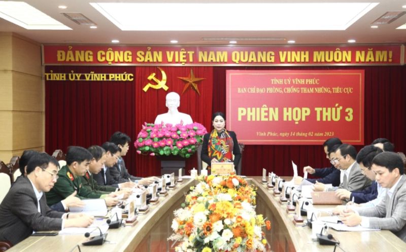 Bí thư Tỉnh uỷ Vĩnh Phúc, Trưởng ban chỉ đạo PCTN phát biểu tại phiên họp