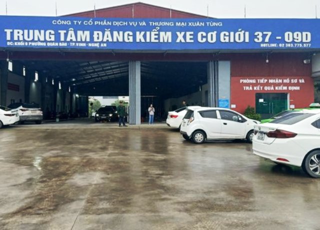 Trung tâm đăng kiểm xe cơ giới 37- 09D (địa chỉ tại: khối 9, phường Quán Bàu, TP. Vinh, tỉnh Nghệ An)