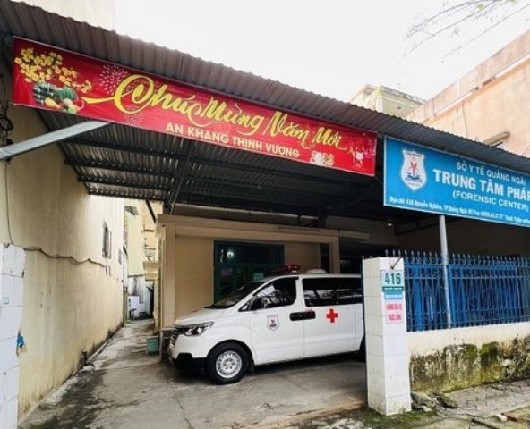 Trung tâm pháp y tỉnh Quảng Ngãi có địa chỉ tại 416 tại đường Nguyễn Nghiêm, TP Quảng Ngãi
