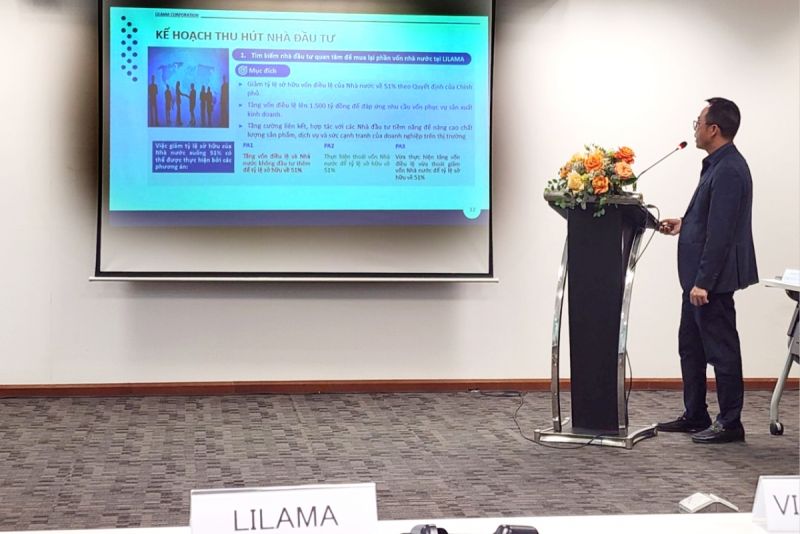 Ông Hoàng Minh Khôi - Phó Tổng giám đốc LILAMA trình bày tại hội thảo