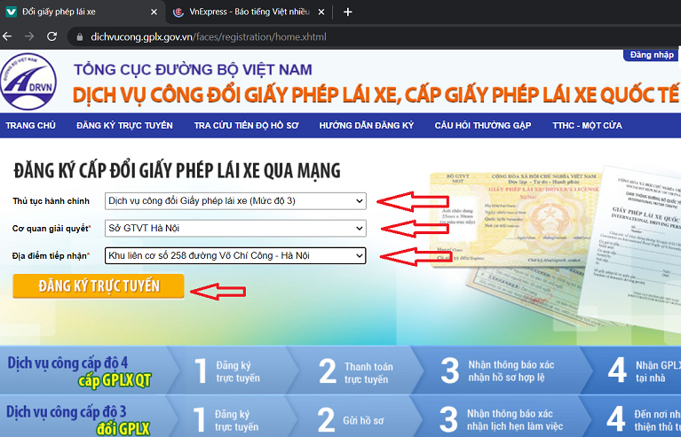 Thí điểm cấp đổi giấy phép lái xe trực tuyến trên địa bàn TP. Đà Nẵng