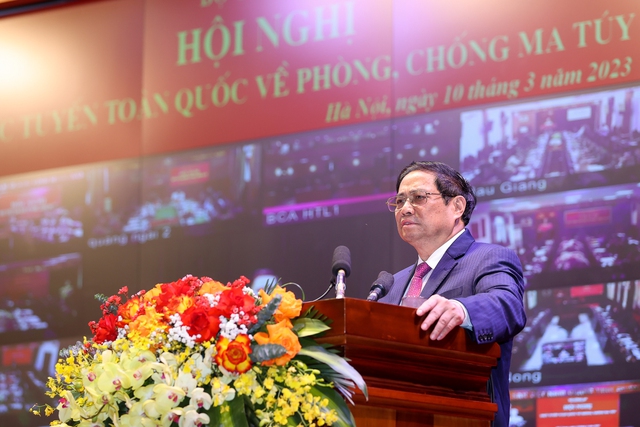 Thủ tướng Phạm Minh Chính nhấn mạnh, cần nâng cao hơn nữa nhận thức về hiểm họa ma túy và vai trò của công tác phòng chống ma túy - Ảnh: VGP/Nhật Bắc