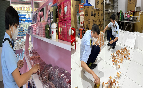 Lực lượng Quản lý thị trường tỉnh Đồng Tháp tiến hành kiểm tra hàng hóa tại hộ kinh doanh mỹ phẩm N.N