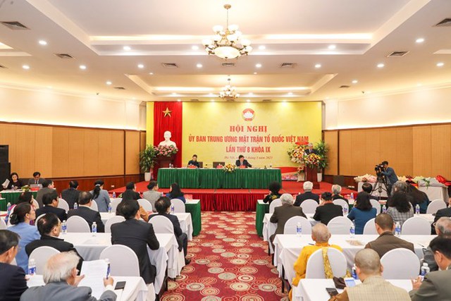 Hội nghị Ủy ban Trung ương MTTQ Việt Nam lần thứ 8, khóa IX diễn ra vào sáng 15/3 - Ảnh: VGP/ĐH