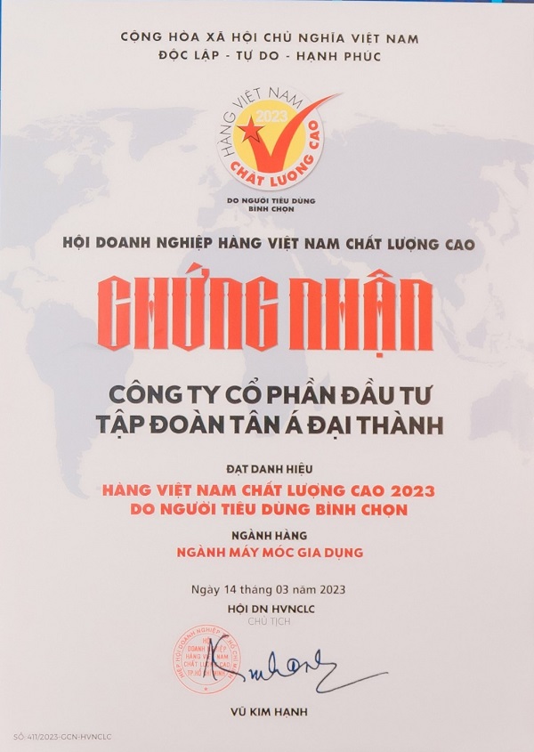Tân Á Đại Thành: Gần 20 năm liên tục được tôn vinh “Hàng Việt Nam ...