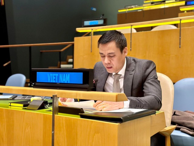Đại sứ Đặng Hoàng Giang phát biểu tại phiên họp - Ảnh: Báo Thế giới và Việt Nam