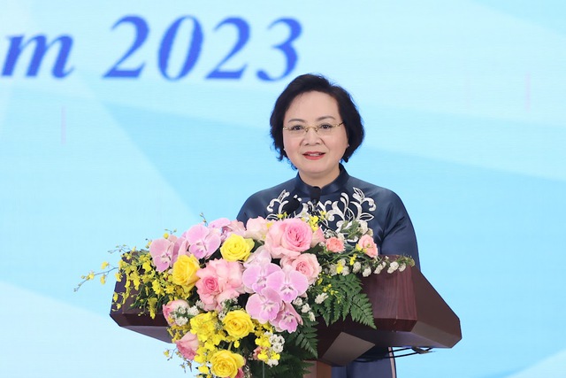 Bộ trưởng Bộ Nội vụ Phạm Thị Thanh Trà phát biểu khai mạc Hội nghị - Ảnh: VGP/Nhật Bắc