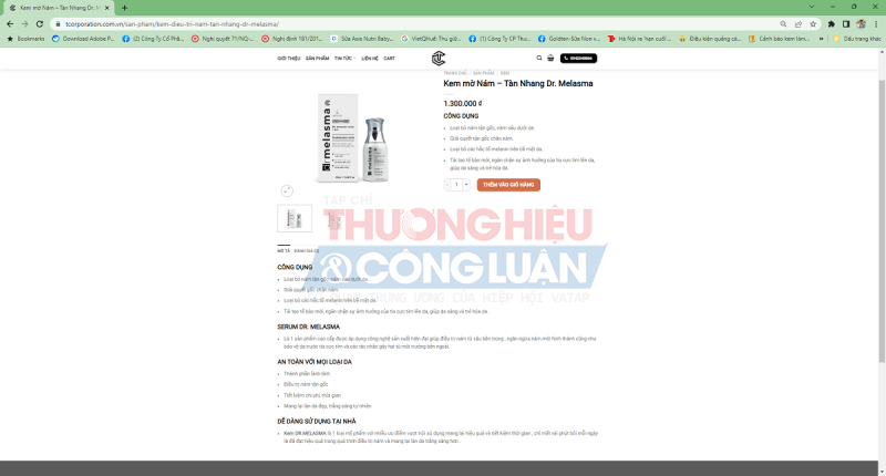 Mặc dù đã được sửa chữa nội dung quảng cáo, nhưng T - Corporation vẫn đang dùng những từ ngữ khiến người tiêu dùng hiểu lầm sản phẩm mỹ phẩm Serum. Dr Melasma có công dụng điều trị nám Mặc dù đã được sửa chữa nội dung quảng cáo, nhưng T - Corporation vẫn đang dùng những từ ngữ khiến người tiêu dùng hiểu lầm sản phẩm mỹ phẩm Serum. Dr Melasma có công dụng điều trị nám