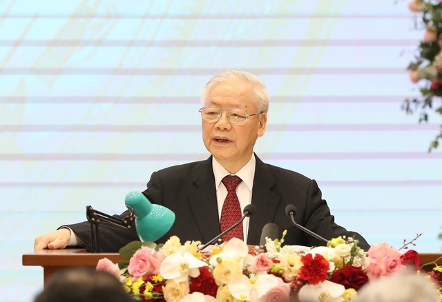 Tổng Bí thư Nguyễn Phú Trọng phát biểu tại Lễ kỷ niệm - Ảnh: VGP/Hoàng Giang