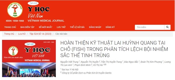 Công bố khoa học đăng tải trên Tạp chí Y học Việt Nam của Tổng Hội Y học Việt Nam