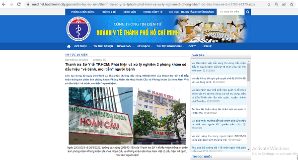 Sở Y tế TP. Hồ Chí Minh thông tin về hai phòng khám có dấu hiệu 