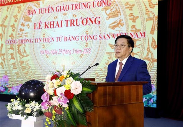 Trưởng Ban Tuyên giáo Trung ương Nguyễn Trọng Nghĩa phát biểu tại Lễ khai trương Cổng Thông tin điện tử Đảng Cộng sản Việt Nam - Ảnh: VGP/Phương Anh