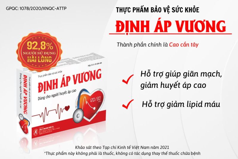 TPBVSK Định Áp Vương có thành phần chính là cao cần tây hỗ trợ giảm huyết áp cao