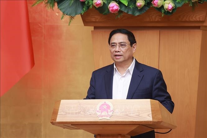 Thủ tướng Phạm Minh Chính phát biểu tại hội nghị. Ảnh: TTXVN