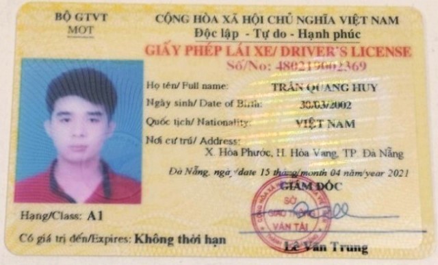 Một GPLX giả bị CSGT Đà Nẵng phát hiện