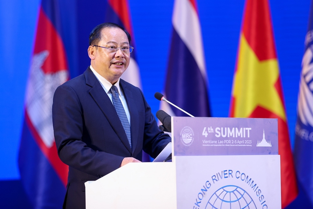 Thủ tướng Lào Sonexay Siphandone phát biểu - Ảnh: VGP/Nhật Bắc