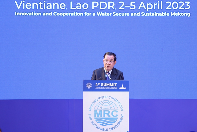 Thủ tướng Campuchia Samdech Hunsen phát biểu - Ảnh: VGP/Nhật Bắc