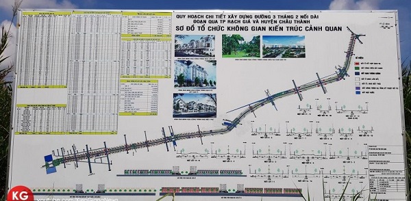 Bảng quy hoạch chi tiết dự án Đầu tư xây dựng công trình đường 3 Tháng 2 nối dài - Đường bộ ven biển tỉnh Kiên Giang, đoạn qua thành phố Rạch Giá và huyện Châu Thành