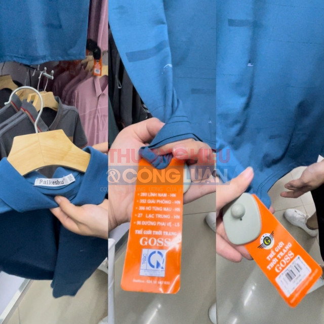 Sản phẩm áo nam có mác tên toàn tiếng nước ngoài nhưng không hề có tem nhãn phụ tiếng Việt như quy định của pháp luật
