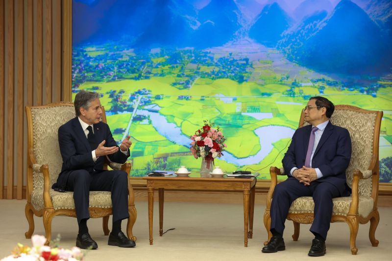 Chuyến thăm kéo dài từ ngày 14-16.4 không phải lần đầu tiên Ngoại trưởng Antony Blinken tới Việt Nam. Ông đã tới Thành phố Hồ Chí Minh năm 2015 và Hà Nội năm 2016 với tư cách là Thứ trưởng thường trực Bộ ngoại giao Mỹ. Ảnh: Hải Nguyễn