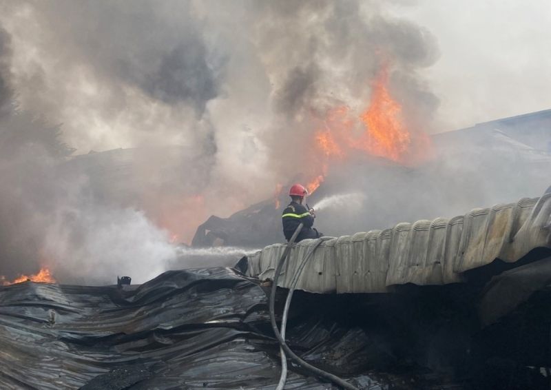 Long An: Cháy lớn thiêu rụi nhà xưởng gần 2.000 m2 trong khu công nghiệp