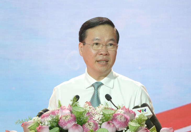 Chủ tịch nước Võ Văn Thưởng phát biểu tại buổi lễ phát động Tháng nhân đạo 2023 tổ chức tại Cần Thơ